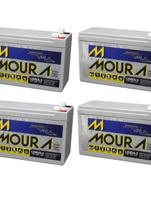 Jogo de 4 Bateria Moura 12v 9ah