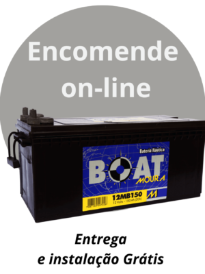 Online banner advertising car battery with text 'Encomende on-line' and 'Entrega e instalação Grátis' (free delivery and installation).